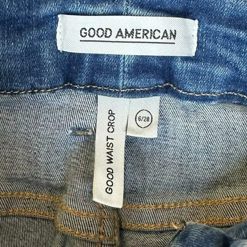 Good American Good Waist Crop Jeans Size 6/28 Medium Wash